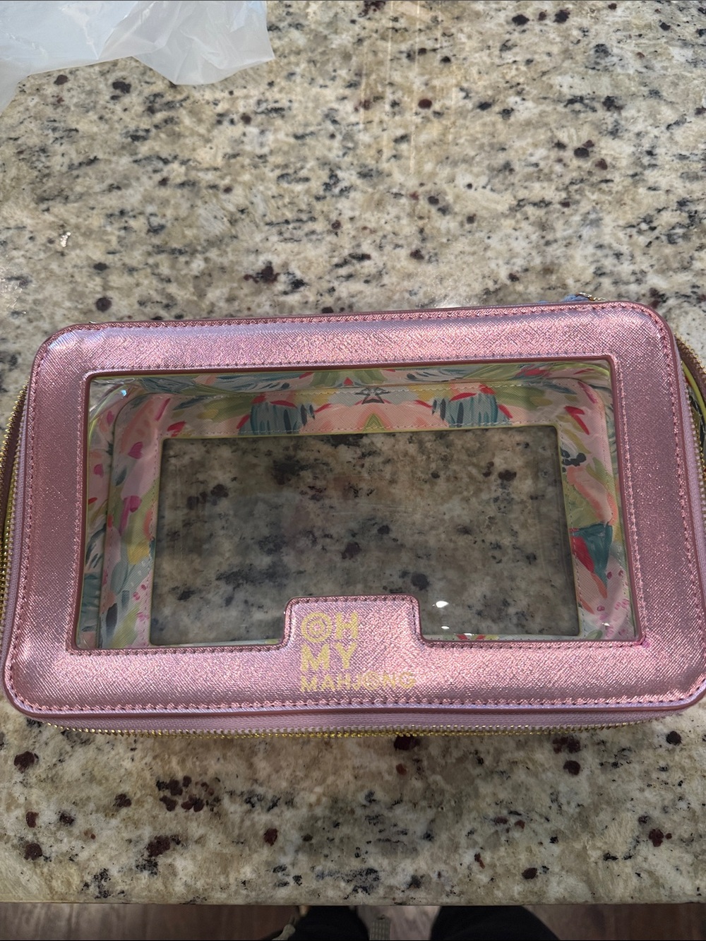 Oh My Maghjong tile Case in Pink Metallic